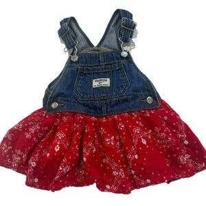 OshKosh B'gosh Blue Denim / Jean dress with bandana print skirt lined 12 months
